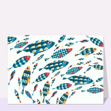 Carte postale dans un banc de poisson