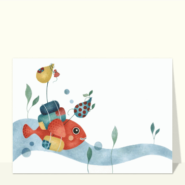 Carte postale poisson part en vacances