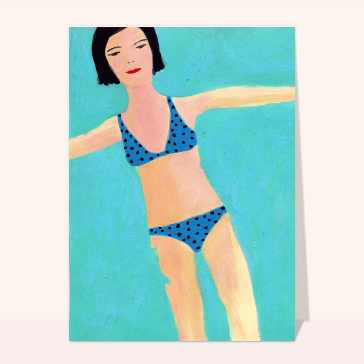 Carte postale de Juillet et d'été : Se baigner dans le calme