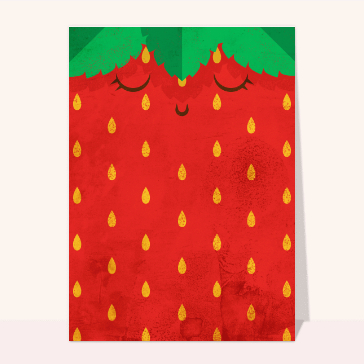 Carte postale de Juillet et d'été : Fraise de la famille de fruits