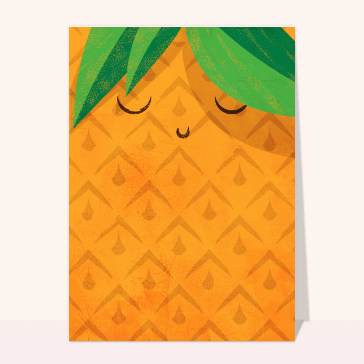 Carte postale de Juillet et d'été : Ananas de la famille de fruits