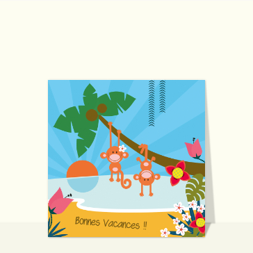 Bonne vacances les petits singes Cartes postales de Juillet et d'été