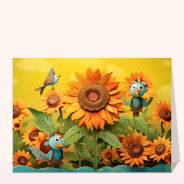 Des tournesols et des oiseaux