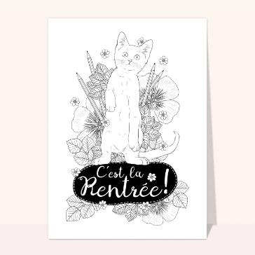 Coloriage de la rentrée et chat