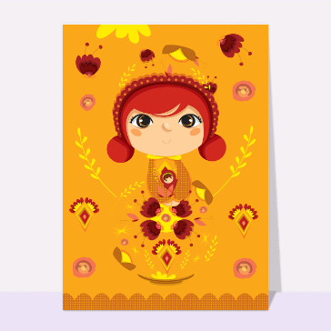Carte Poupée russe aux couleurs d`automne