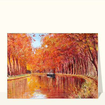 Carte Une péniche en automne