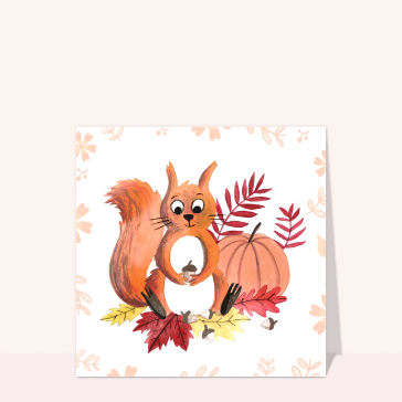 Carte de Novembre : Petit écureuil d`automne