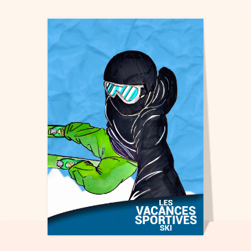 Carte de Février et d'hiver : Vacances sportives au ski