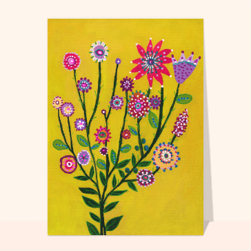 Peinture de fleurs d`été Cartes de mars