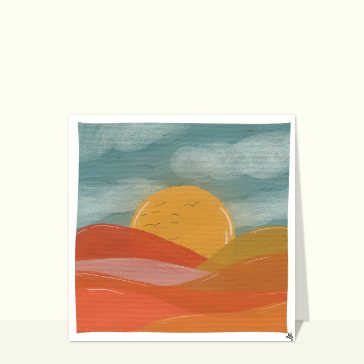 Coucher de soleil éclatant sur les collines