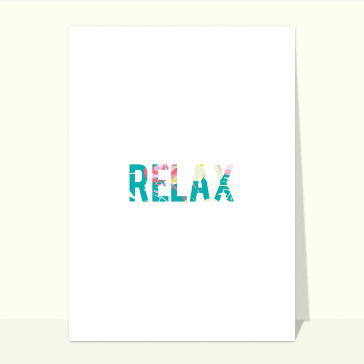 Carte postale d'août et vacances : Relax sur fond blanc