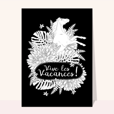 Coloriage vive les vacances et cheval