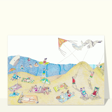 Carte postale baleine et cerf-volant