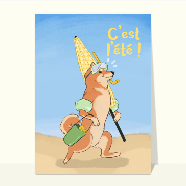 Carte Un chien shiba inu à la plage