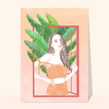 Carte Jeune fille dans la jungle