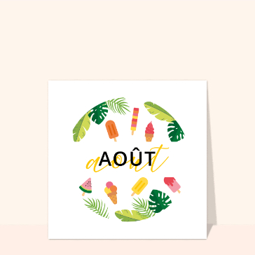 Carte Mois d`août tropical et gourmand blanc