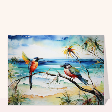 Oiseaux colorés sur une plage