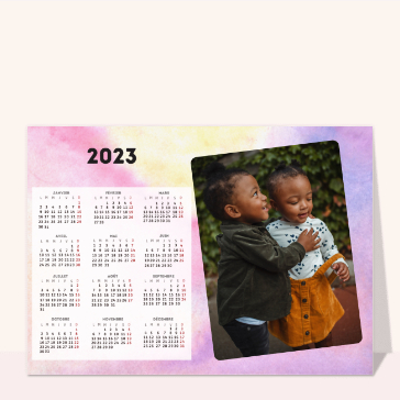Carte calendrier 2023 : Calendrier 2023 Aquarelle