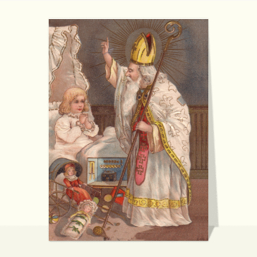 Saint Nicolas avec un enfant Cartes anciennes Saint Nicolas
