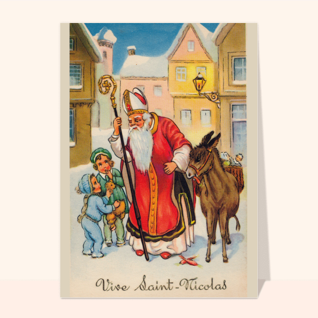 Saint Nicolas et les enfants émerveillés - envoi rapide