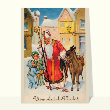 Carte ancienne Saint Nicolas : Saint Nicolas et son âne