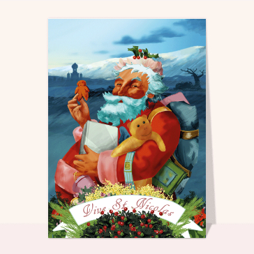 Saint Nicolas mange un gâteau