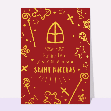 carte saint nicolas : Bonne fête de la Saint Nicolas fond rouge