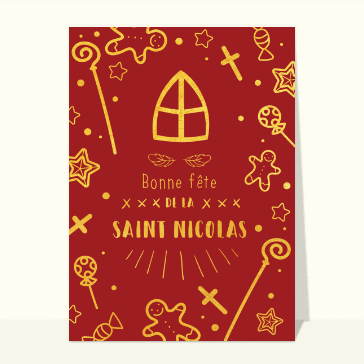 Bonne fête de la Saint Nicolas fond rouge