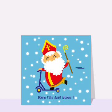 Carte Bonne fête Saint Nicolas en trottinette