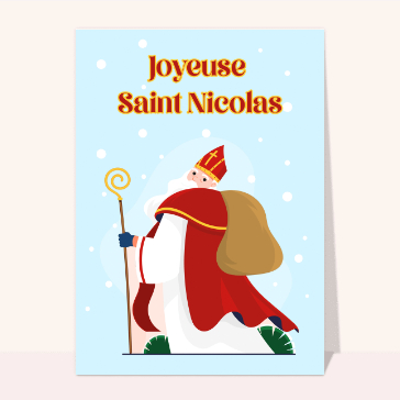 Carte Saint Nicolas et son sac de jouets