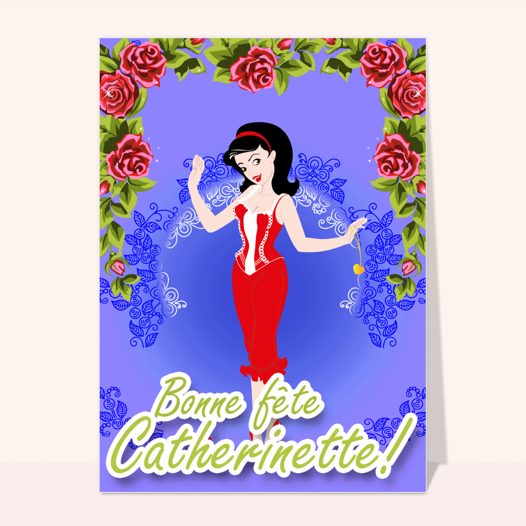 Carte postale Bonne fête de Sainte Ste Catherine vive girl rose ! 