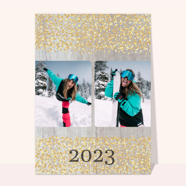 Carte de voeux personnalisable 2023 : bonne année 2023 et paillettes d`or