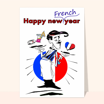 Carte bonne année 2023 en plusieurs langues : Happy New French Year
