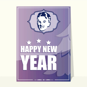 Carte bonne année 2023 en plusieurs langues : Happy New Year avec une tête de petit garçon