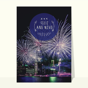Voeux en Portugais feu d'artifice sur la ville