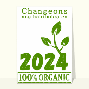 Carte de voeux Nature 2023 : Carte de voeux bonne résolution verte