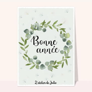 Bonne année 2024 dans une couronne de feuilles