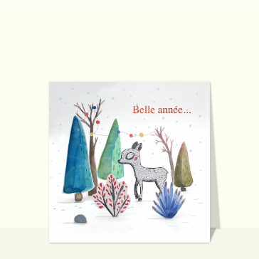Belle année aquarelle et papier découpé dans la forêt