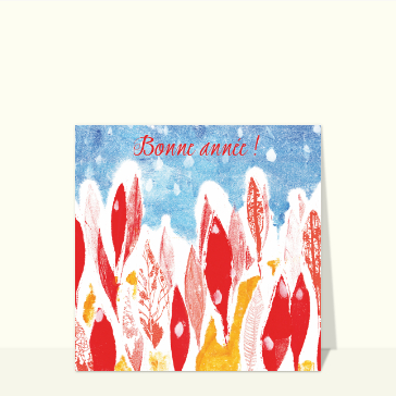 Carte Bonne année 2024 et feuilles d`automne