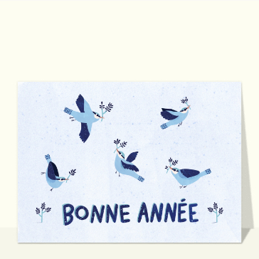 Carte Bonne année envolée d`oiseaux