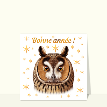 Carte Bonne année 2024 et hibou moyen-duc