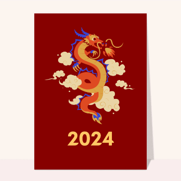 Carte nouvel an chinois 2023 : Petit lapin bleu nouvel an chinois