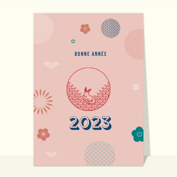 Carte nouvel an chinois 2023 : Bonne année 2023 année du lapin