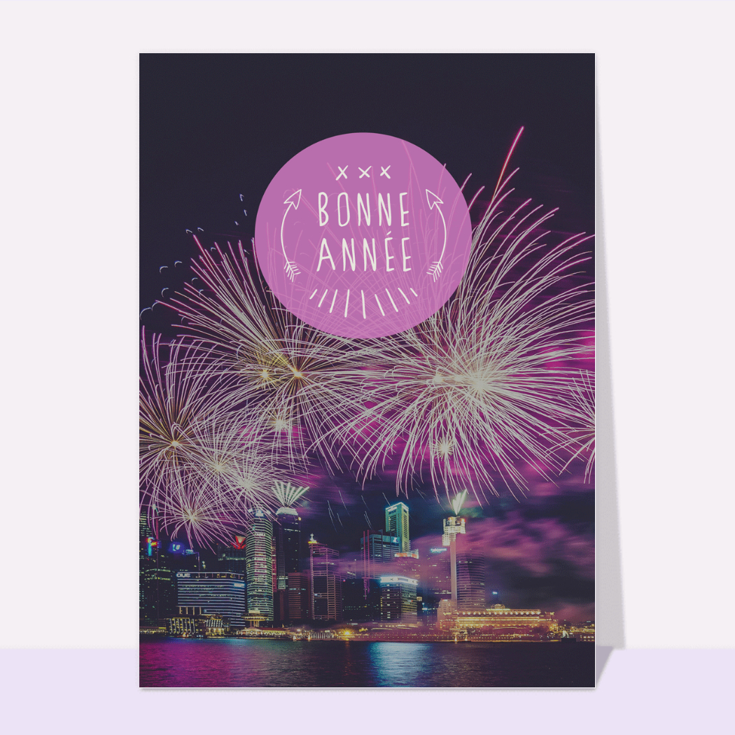 Carte de voeux 2025 avec feu d'artifice rayonnement de joie pour 2025