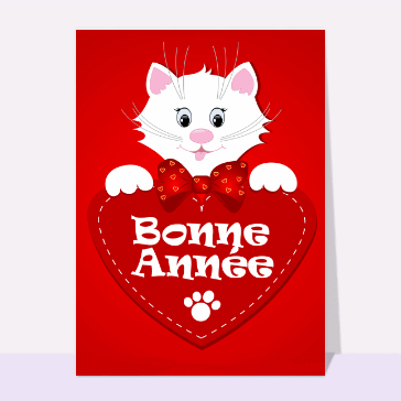 bonne année 2023 chat sur un coeur