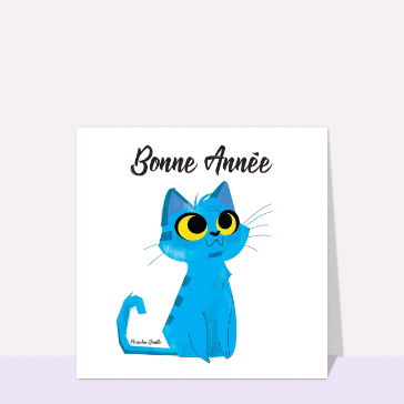 bonne année 2023 petit chat bleu cartes de voeux 2023 chats mignons
