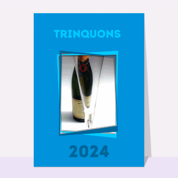 Carte de voeux et champagne en 2023 : Coupe de champagne et bouteille