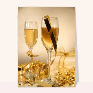 Carte de voeux et champagne en 2023 : Coupes de champagne