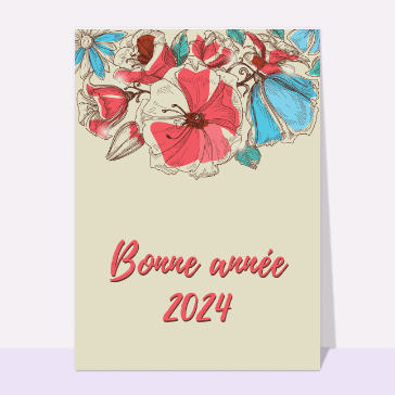 carte de voeux 2023 avec des fleurs : Une belle année gravure fleurie