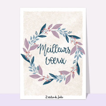 Meilleurs voeux dans une couronne de fleurs